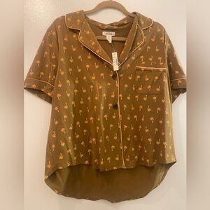 Madewell Palm Trees Button Down jersey Blouse size XL NWT